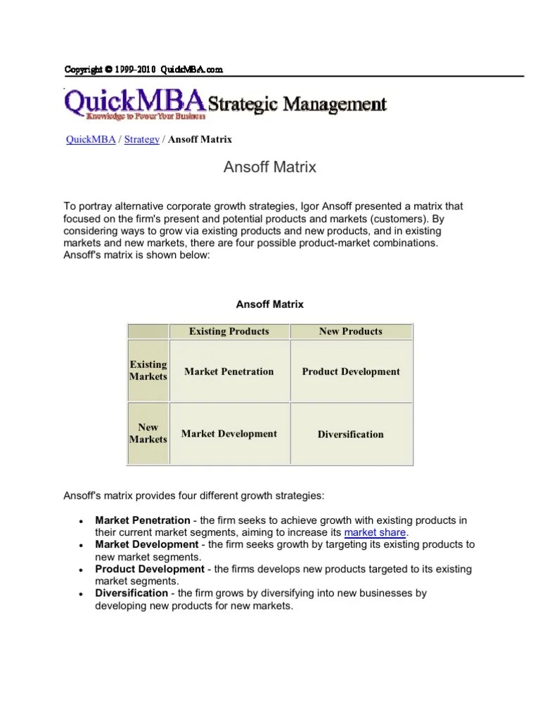 Quick Mba Strategic Management Business Economics
