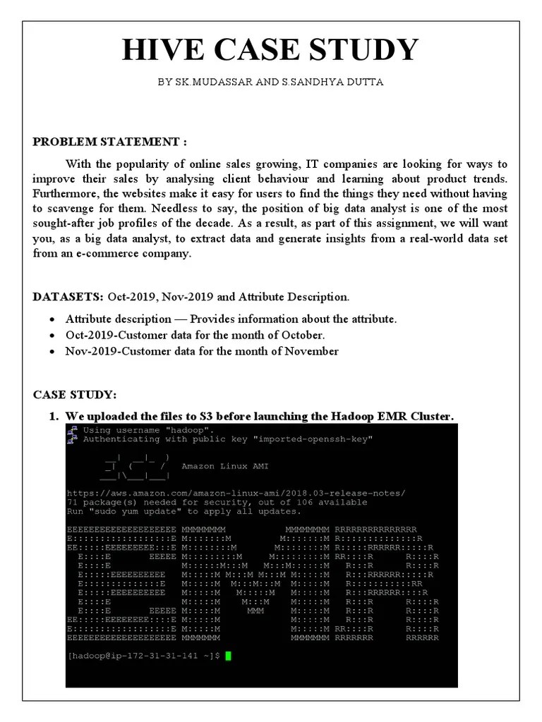 Hive Case Study Problem Statement PDF Big Data Data Analysis