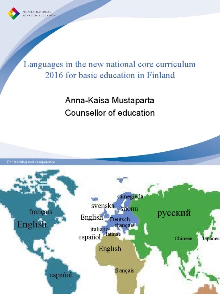 Languages in The New National Core Curriculum 2016 For Basic Education
