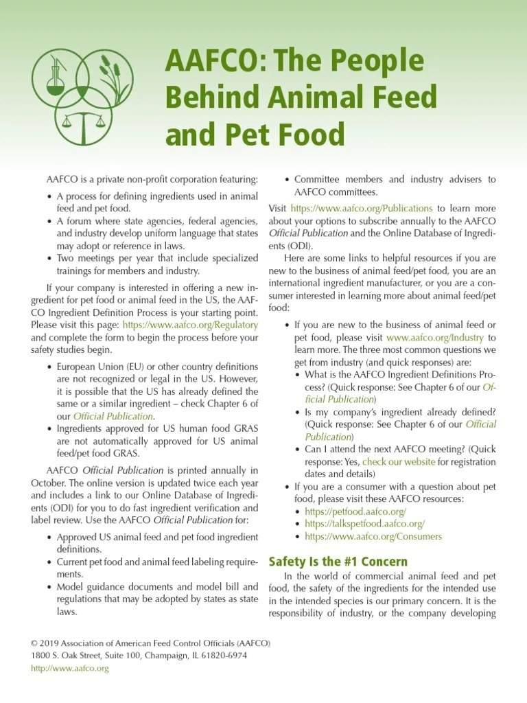 2019 AAFCO The People Behind Animal Feed and Pet Food 082919 PDF Food And Drug