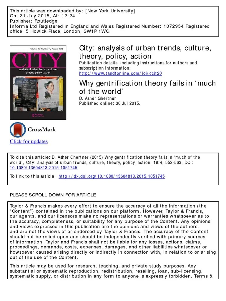 Why Gentrification Theory Fails in Much of The World' Asher Ghertner