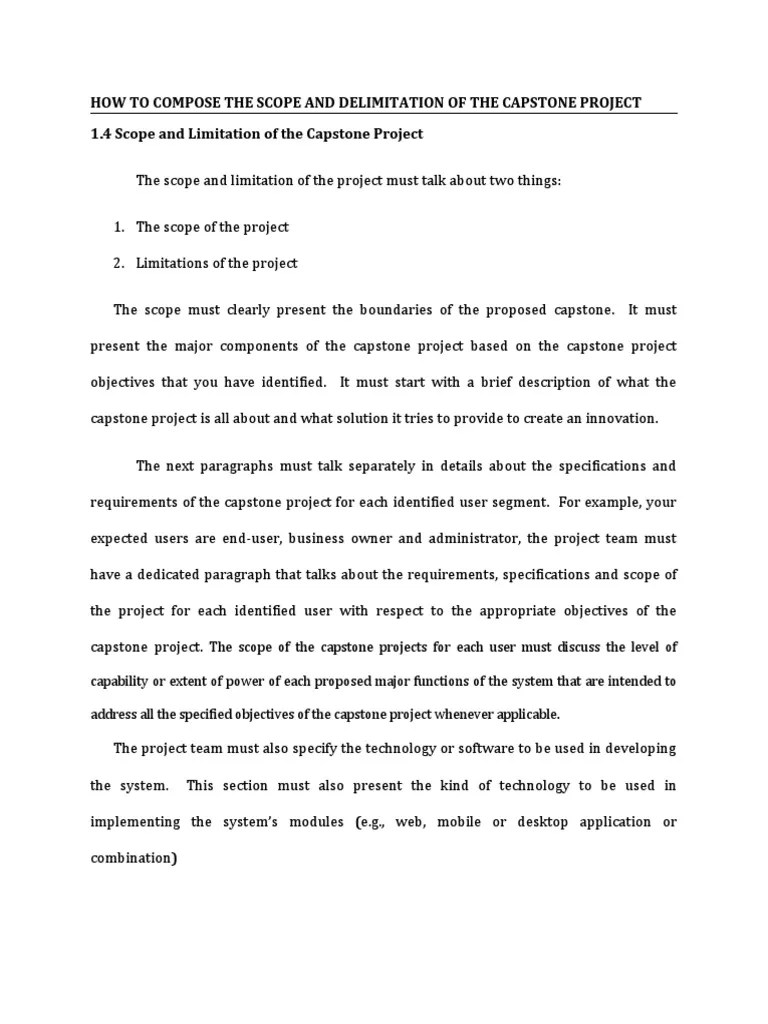 How To Compose The Scope and Delimitation of The Capstone Project PDF