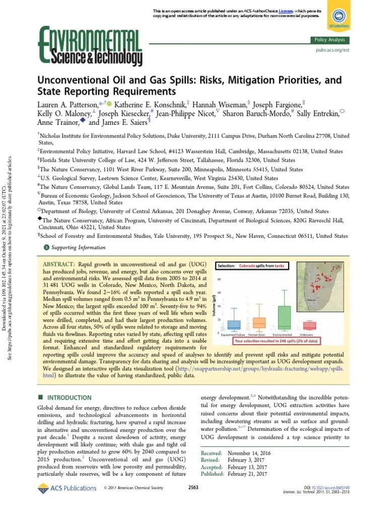 Patterson Et Al.2015 Unconventional Oil and Gas Spills Risks