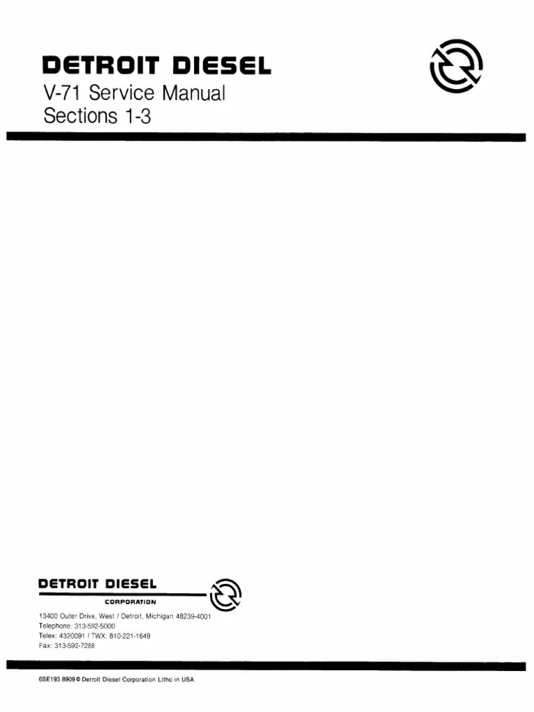 Detroit Diesel V-71 Service Manual | PDF