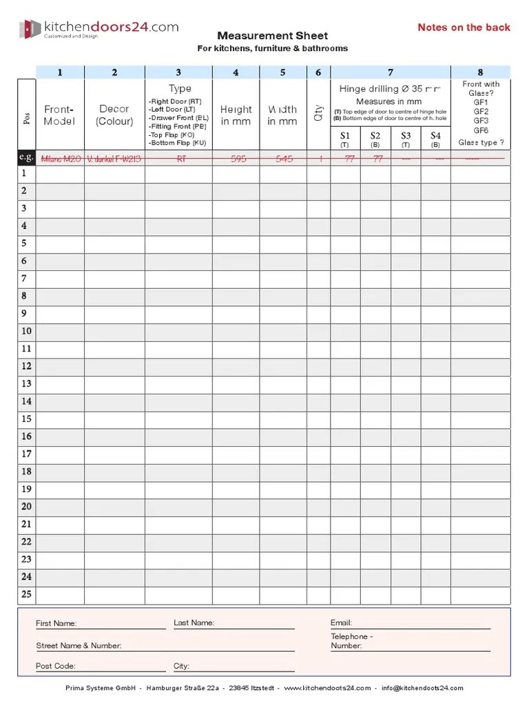 Measurement Sheet | PDF | Door | Architectural Design