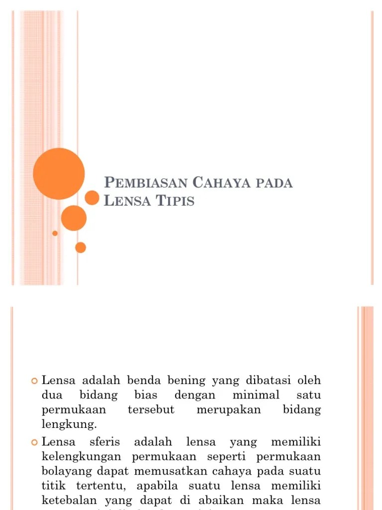 Pembiasan Cahaya Pada Lensa Tipis
