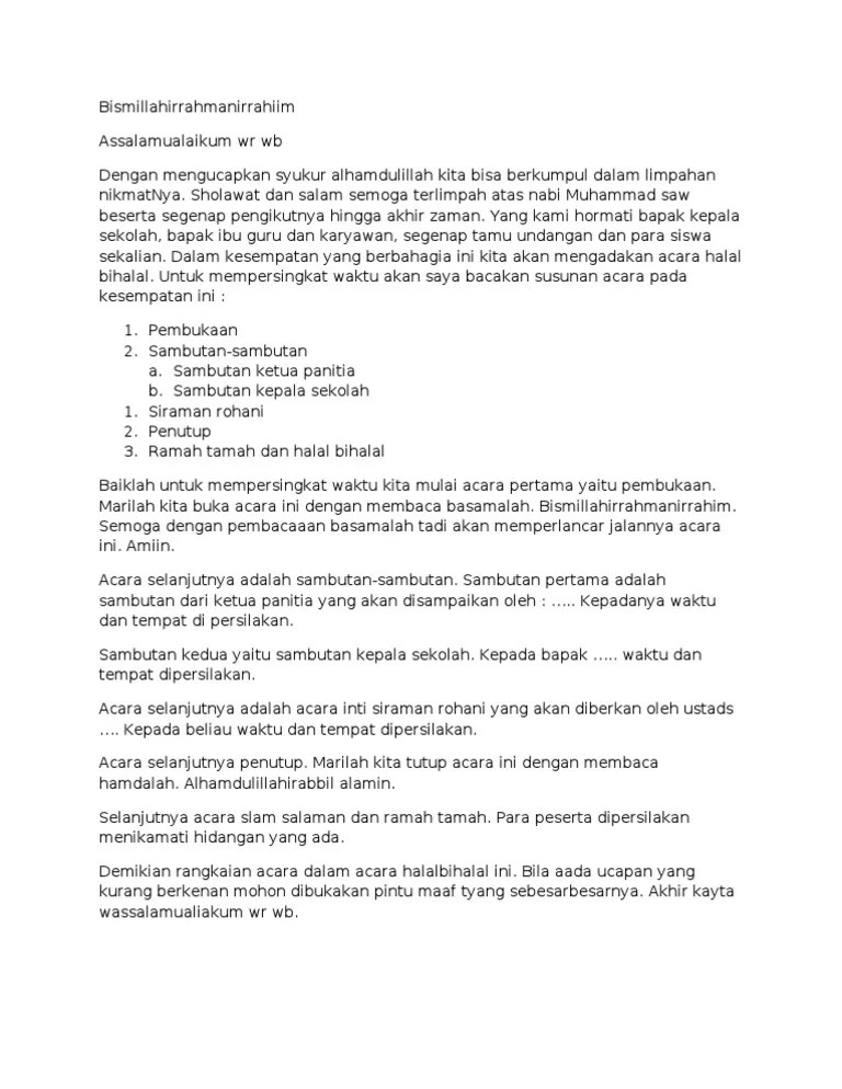 Kumpulan Contoh Contoh Pembawa Acara Halal Bihalal - Kumpulan Contoh Teks MC