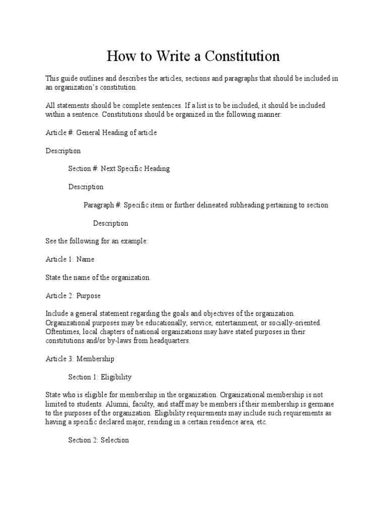 How To Write A Constitution PDF Committee Elections