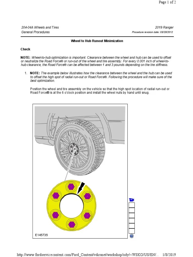 20404A Wheels and Tires General Procedures Wheel to Hub Runout