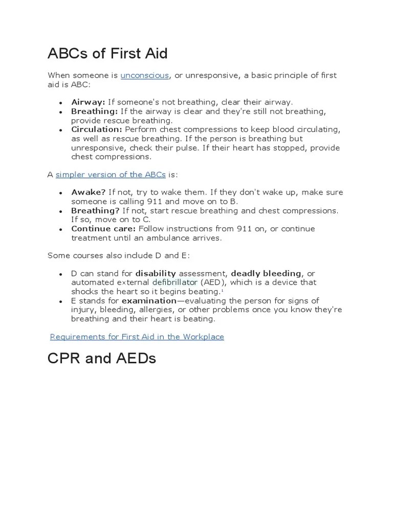 The ABCs of First Aid A Comprehensive Guide to Treating Common