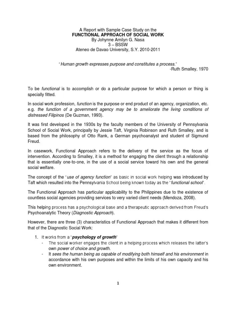 SW 313 (A Report with Sample Case Study on the Functional Approach of