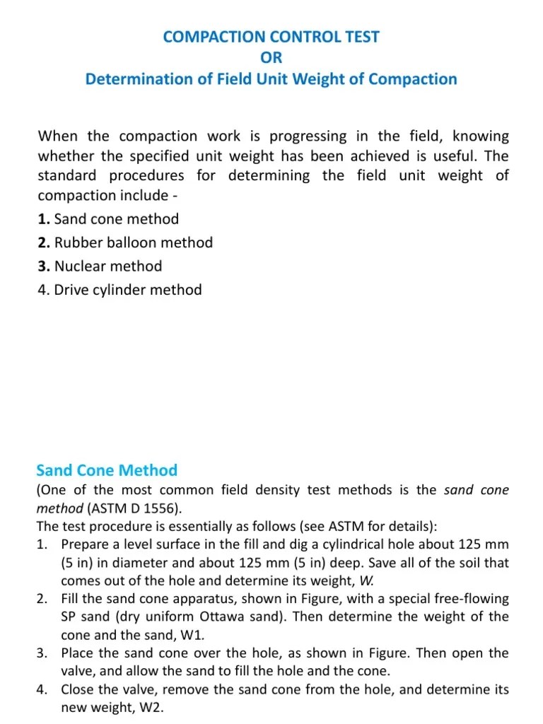 Determining Field Compaction A Comparison of Standard Density Test