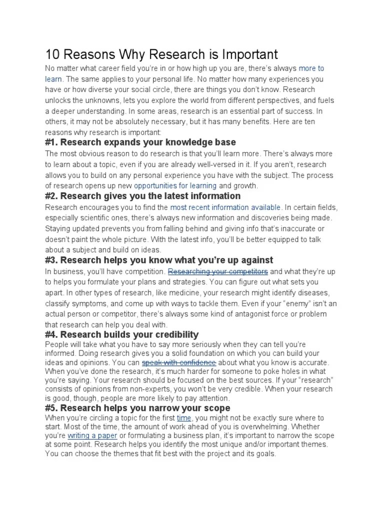 10 Reasons Why Research Is Important PDF Reason Curiosity
