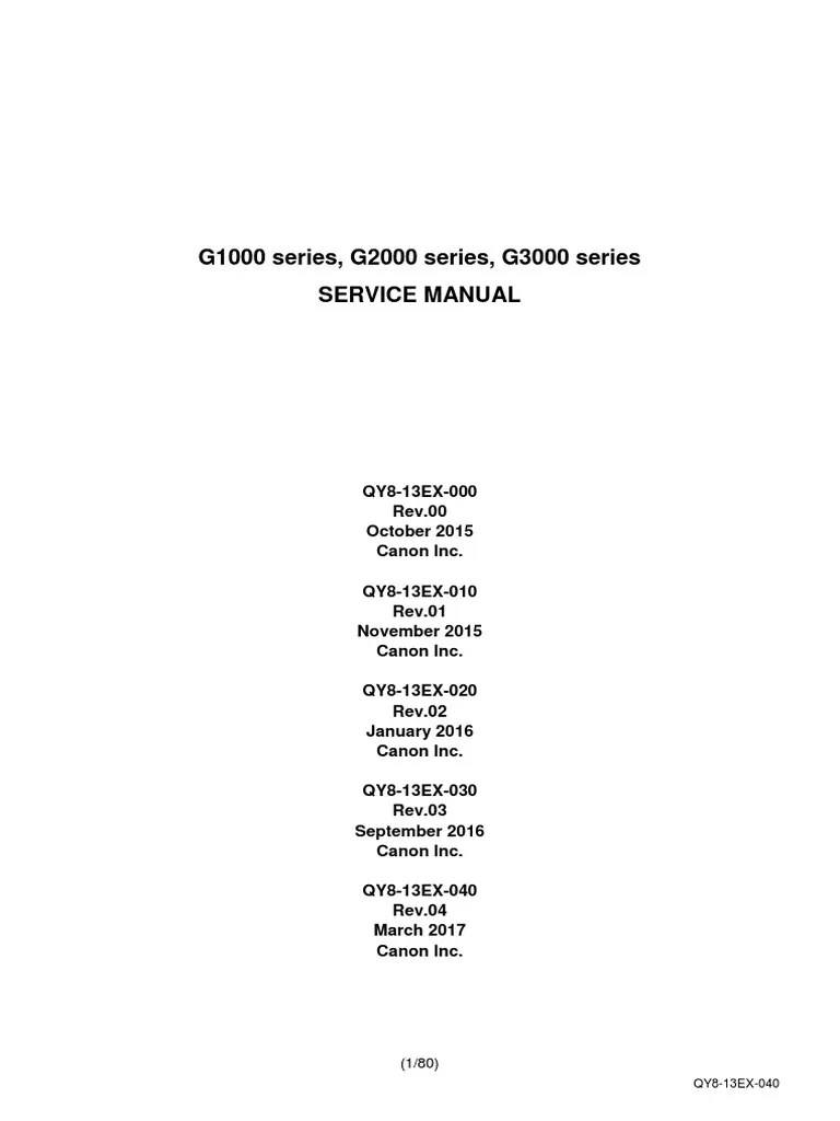Canon G1000 Series, G2000 Series, G3000 Series Service Manual Rev.04