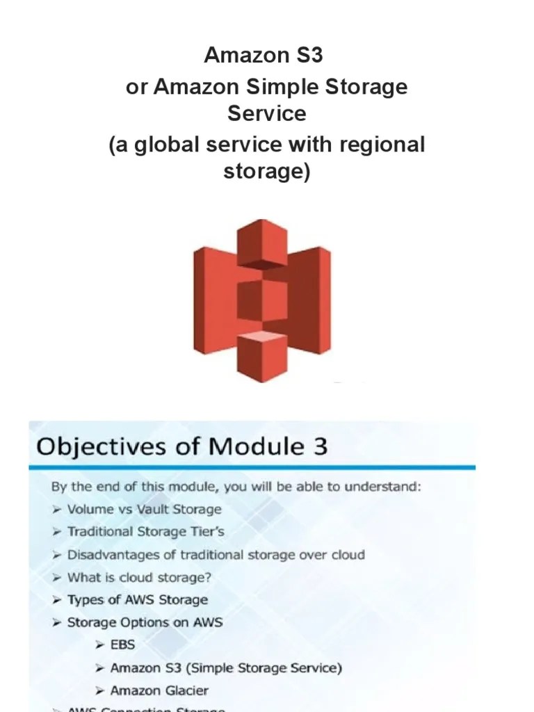Amazon S3 or Amazon Simple Storage Service (A Global Service With