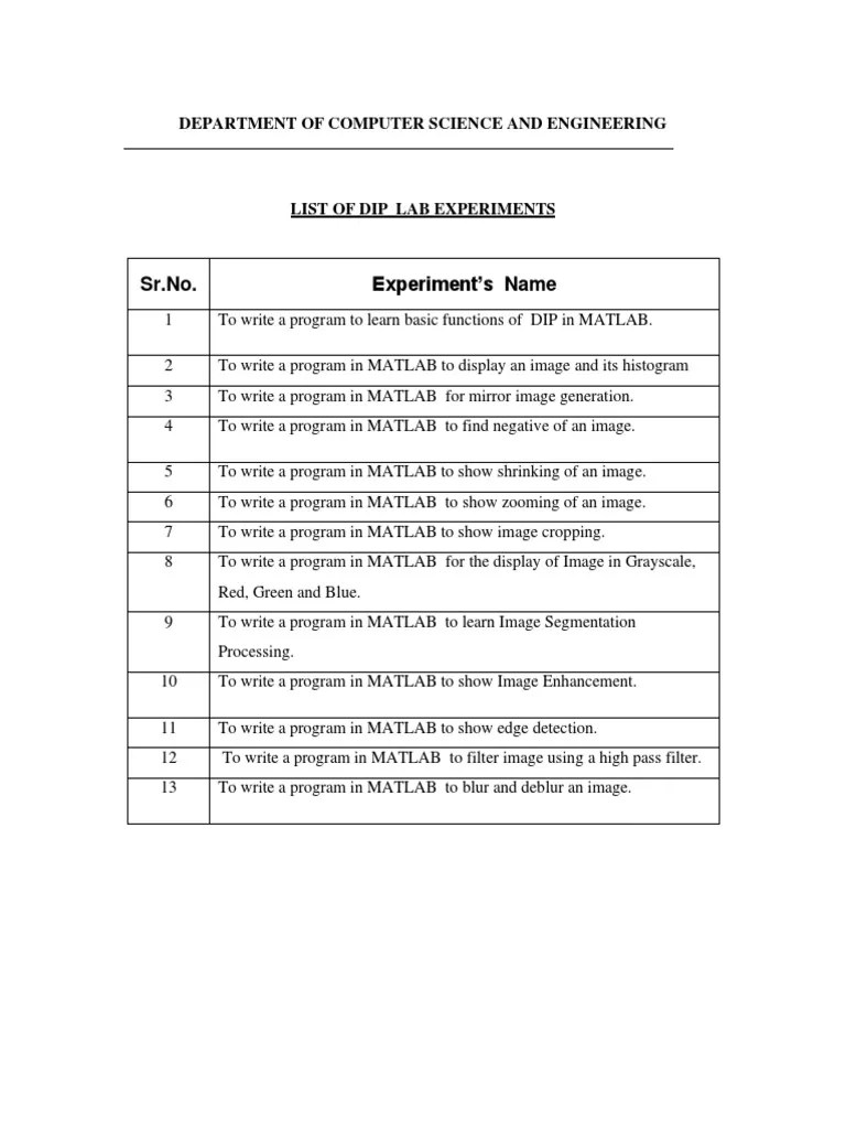 DIP Lab Manual 1 PDF Signal Processing Computing