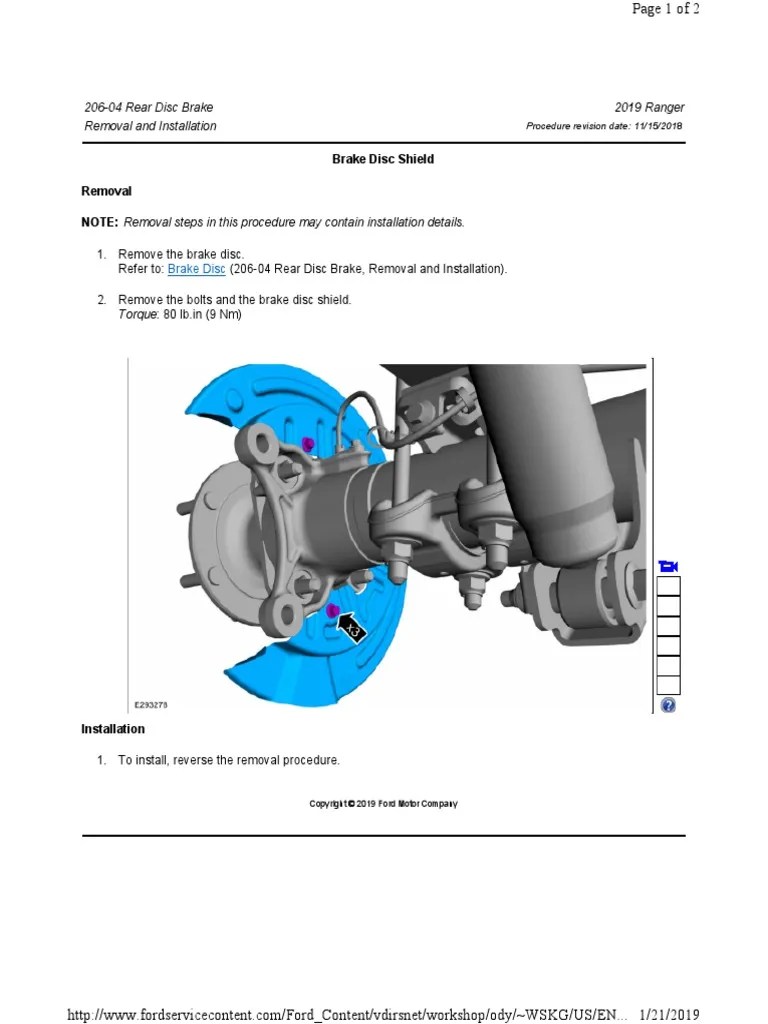 20604 Rear Disc Brake Removal and Installation Brake Disc Shield PDF