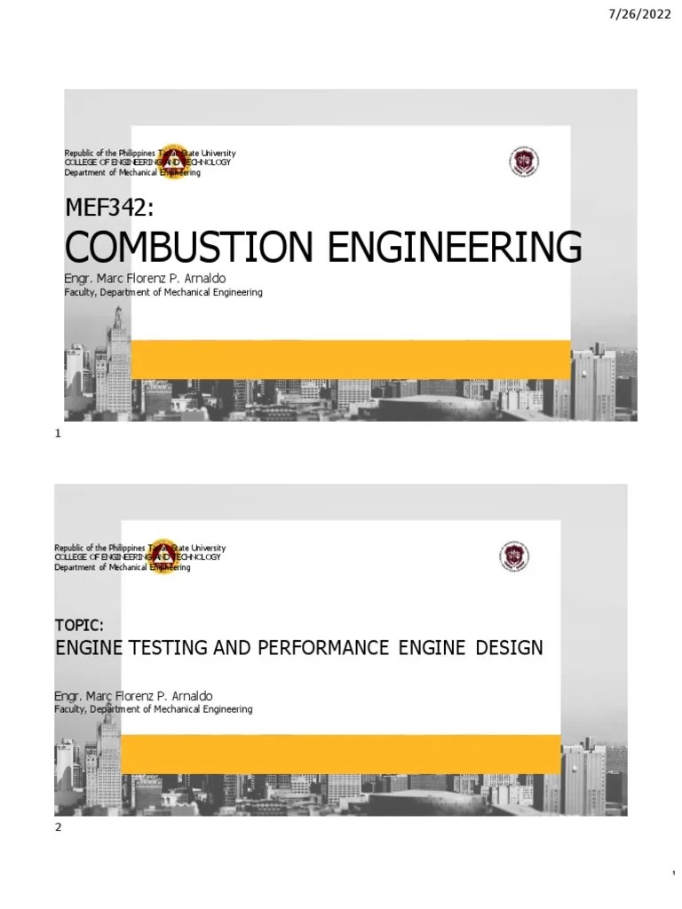 Combustion Engineering Engine Testing and Performance Engine Design