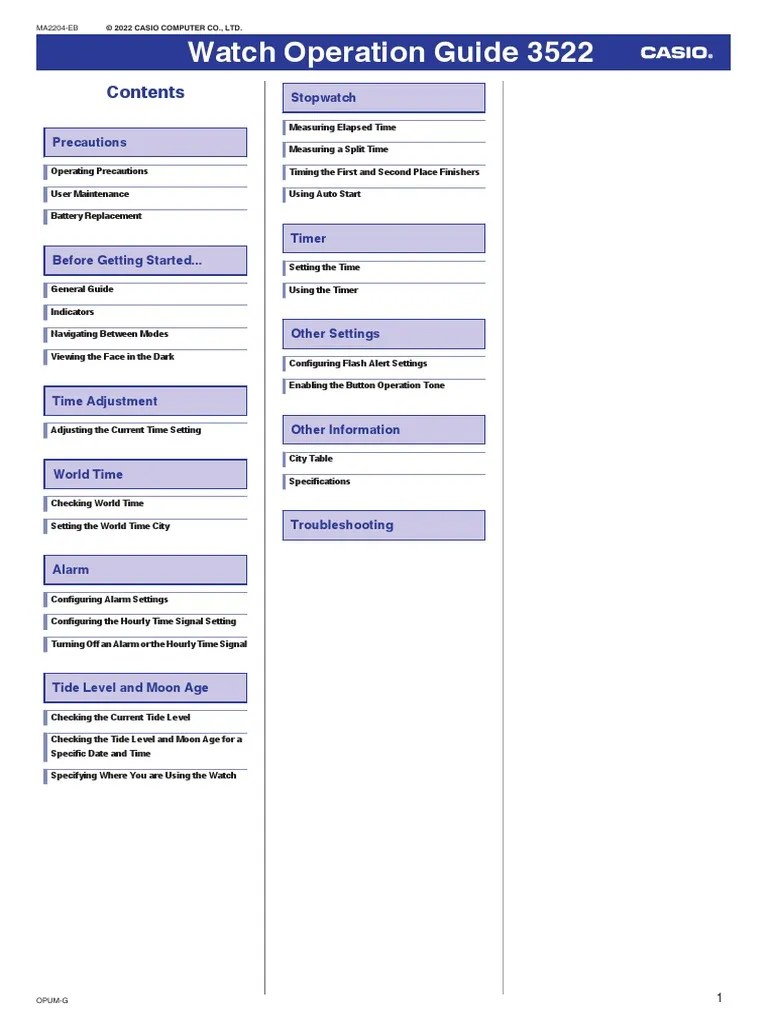 Timepieces (Watches) Manuals CASIO - Support | PDF | Watch | Water