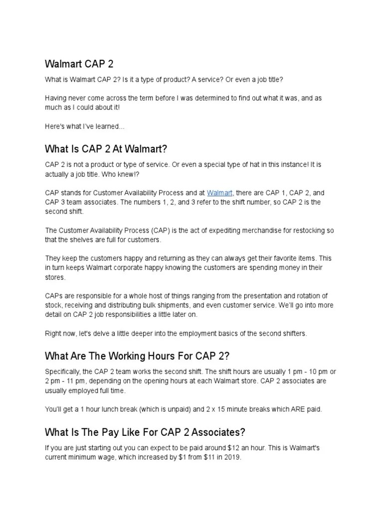 Walmart CAP 2 PDF Walmart Employment