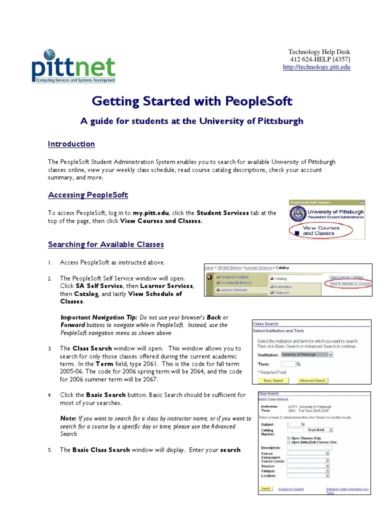 Getting Started With Peoplesoft A Guide For Students At The University
