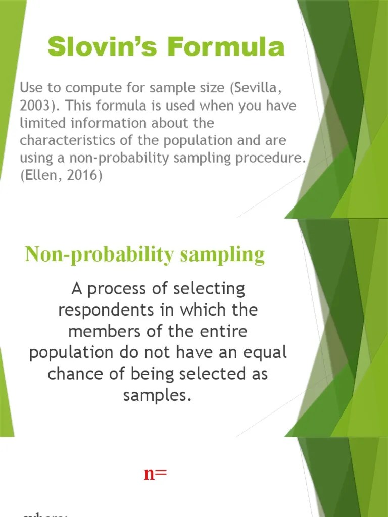 Research Slovin's Formula PDF Statistics Sampling (Statistics)