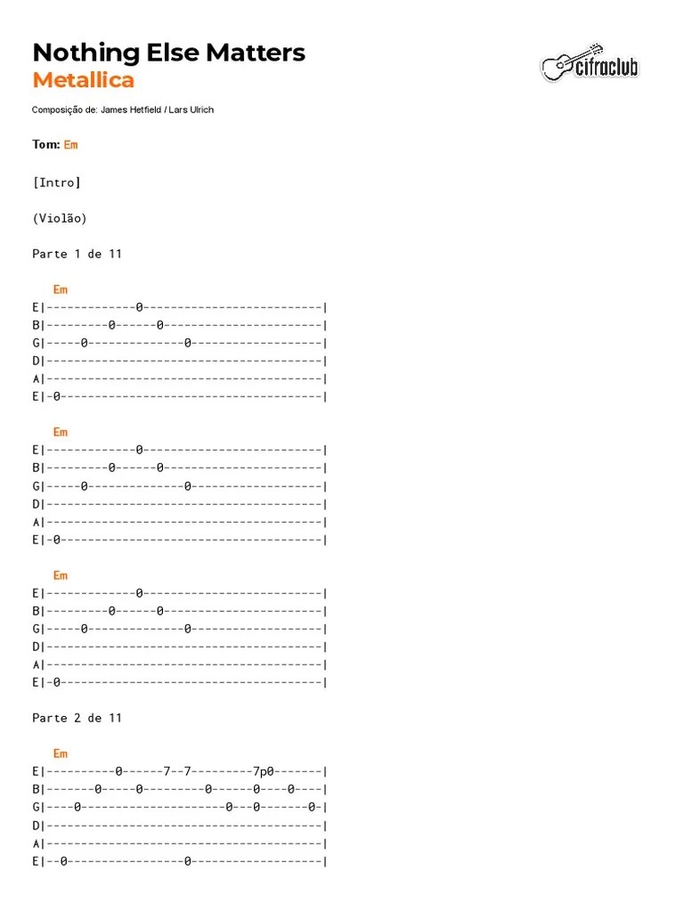 Cifra Club Metallica Nothing Else Matters PDF