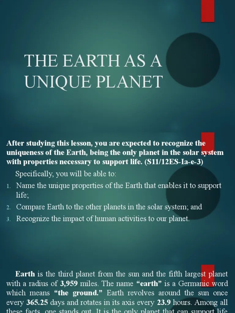 The Earth As A Unique PDF Earth Atmosphere