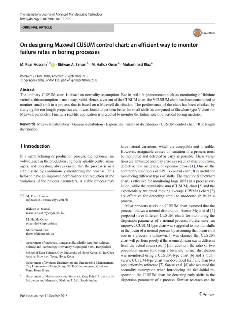 On Designing Maxwell CUSUM Control Chart An Efficient Way To Monitor
