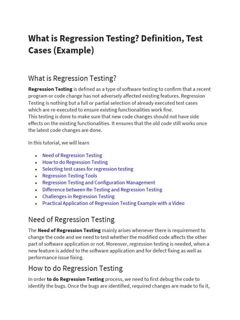 Chapter 1 Regression Testing PDF Software Testing Software Engineering