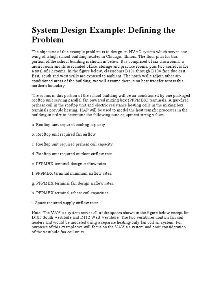 System Design Example Defining the Problem PDF Ventilation