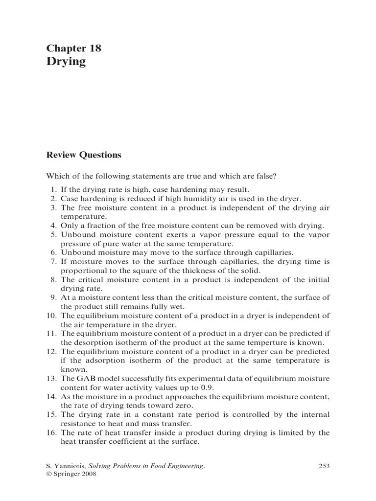 Drying Review Questions PDF Humidity Freeze Drying