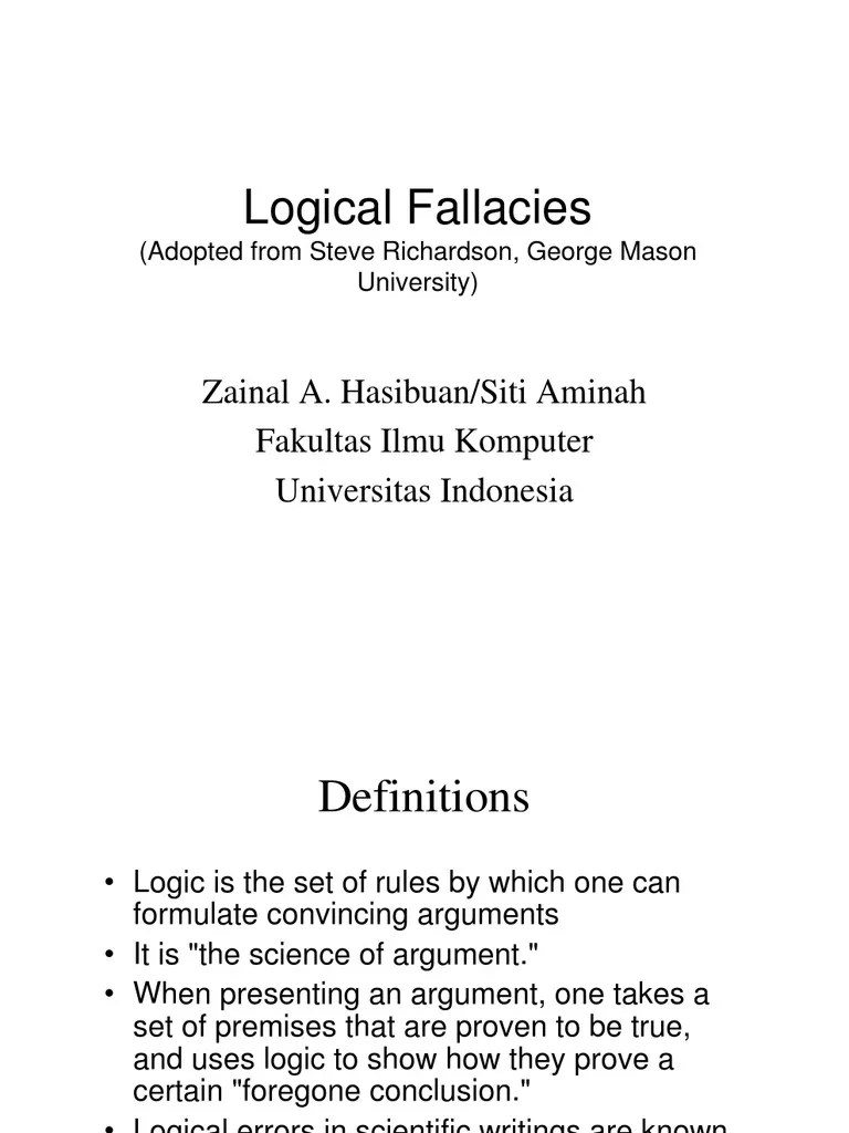 Logical Fallacies Fallacy Argument