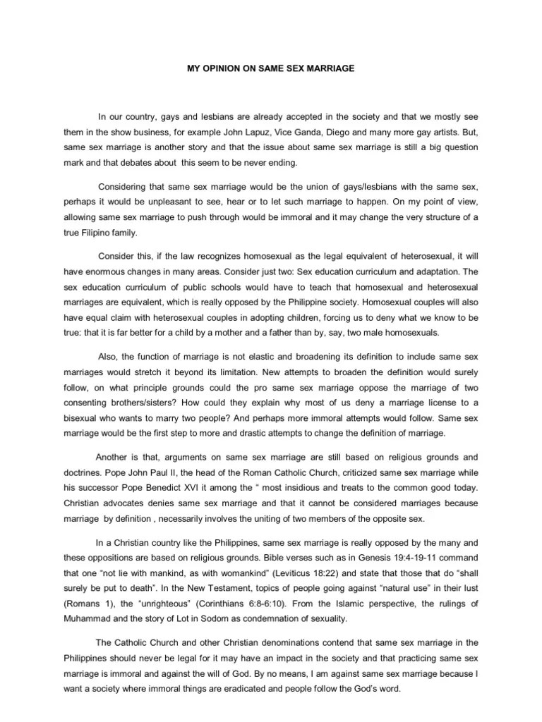 Expository essay: Proposal argumentative essay on same sex marriage and