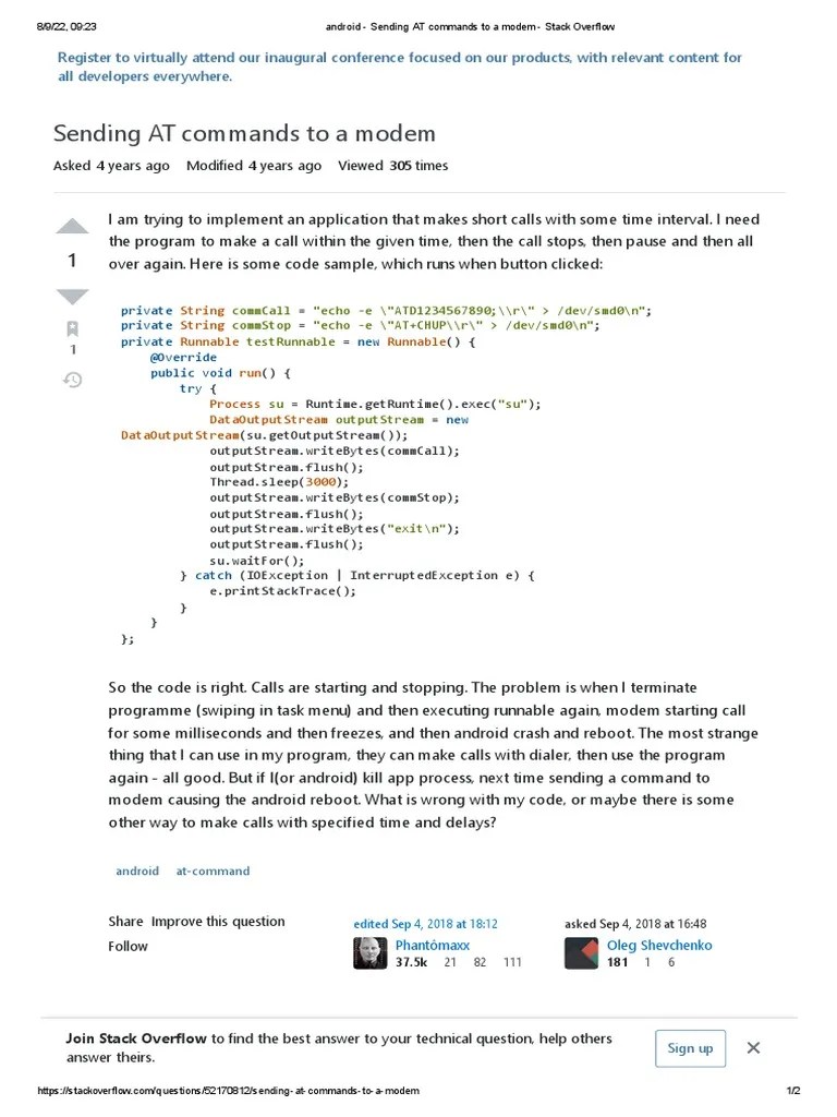 Android Sending at Commands To A Modem Stack Overflow PDF