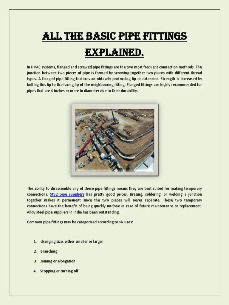 All The Basic Pipe Fittings Explained PDF Pipe (Fluid Conveyance