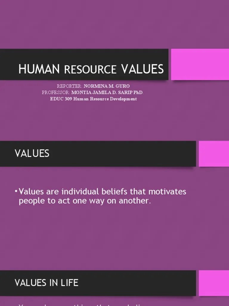 Human Resource Values PDF Human Resource Management Employment
