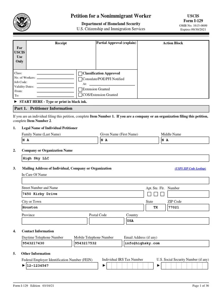 Form I129 Nonimmigrant Worker Petition PDF(03)