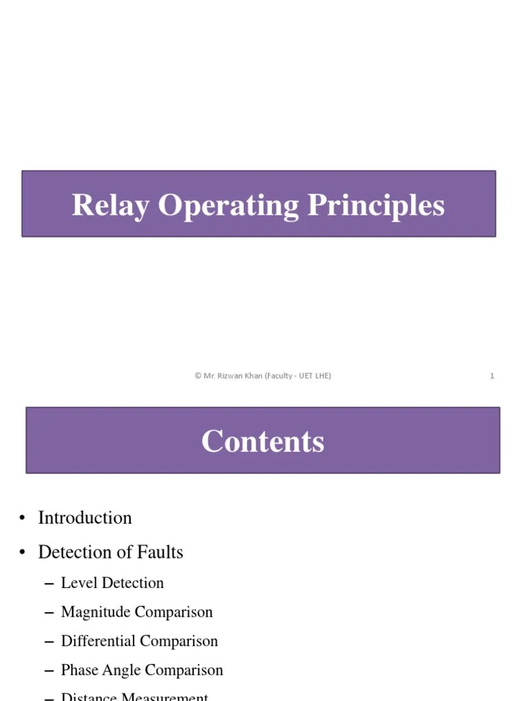 Relay Operating Principles Power System Relaying by Stanley, Ch 2