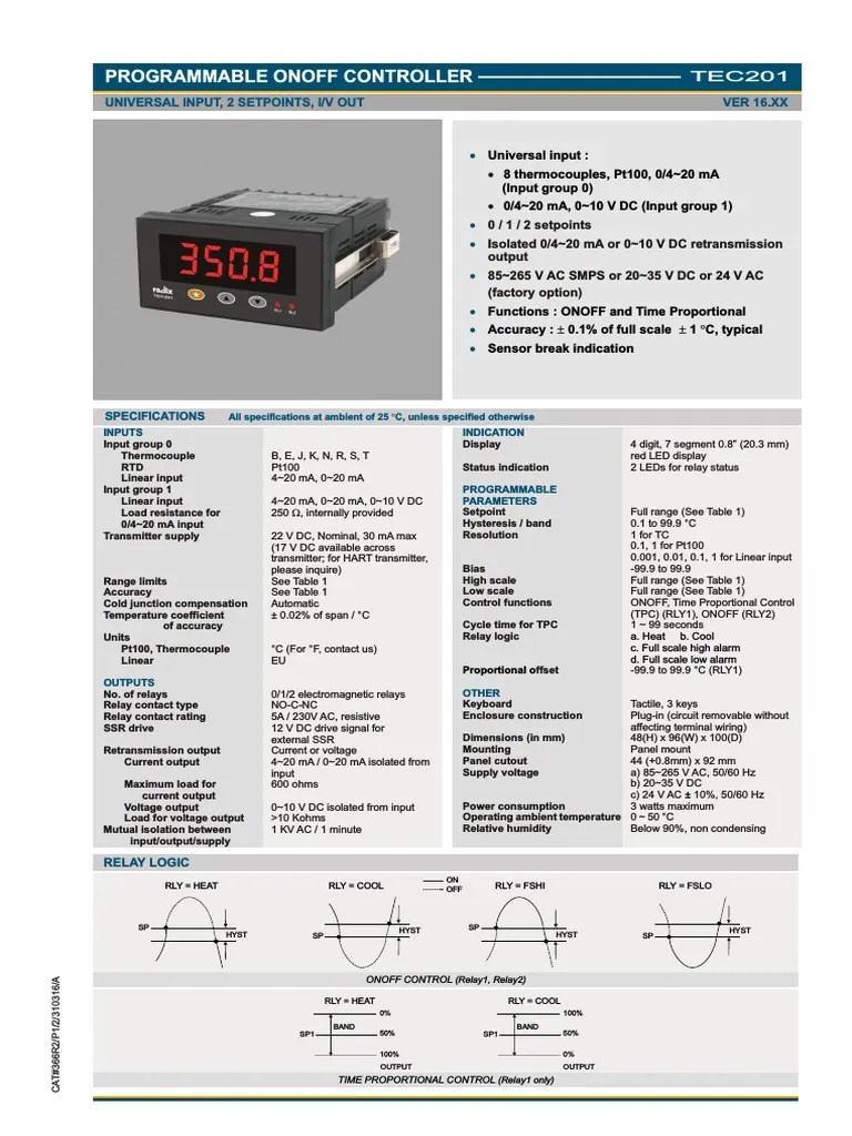 Tec201 Radix Temperature Controller5 PDF Relay Alternating Current