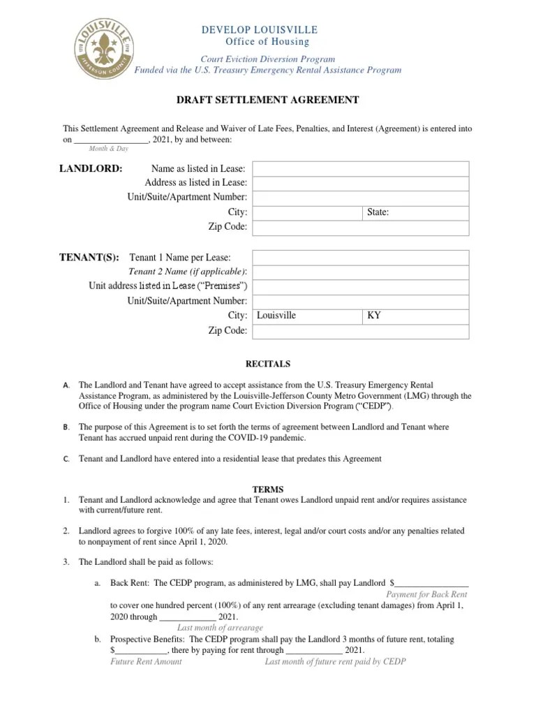 Landlord Tenant Agreement Cedp PDF Landlord Lease