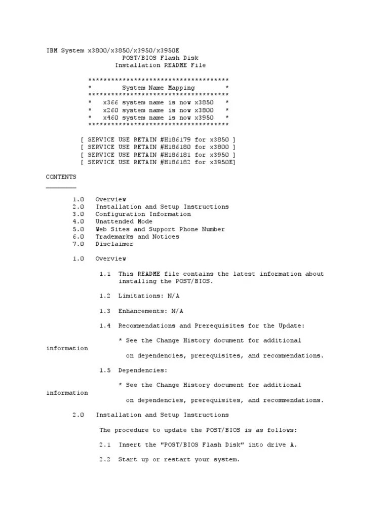 IBM System x3800 PDF Bios Booting
