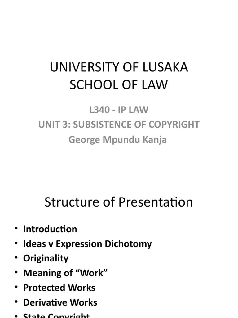 Unit 3 Subsistence of Copyright PDF Derivative Work Copyright
