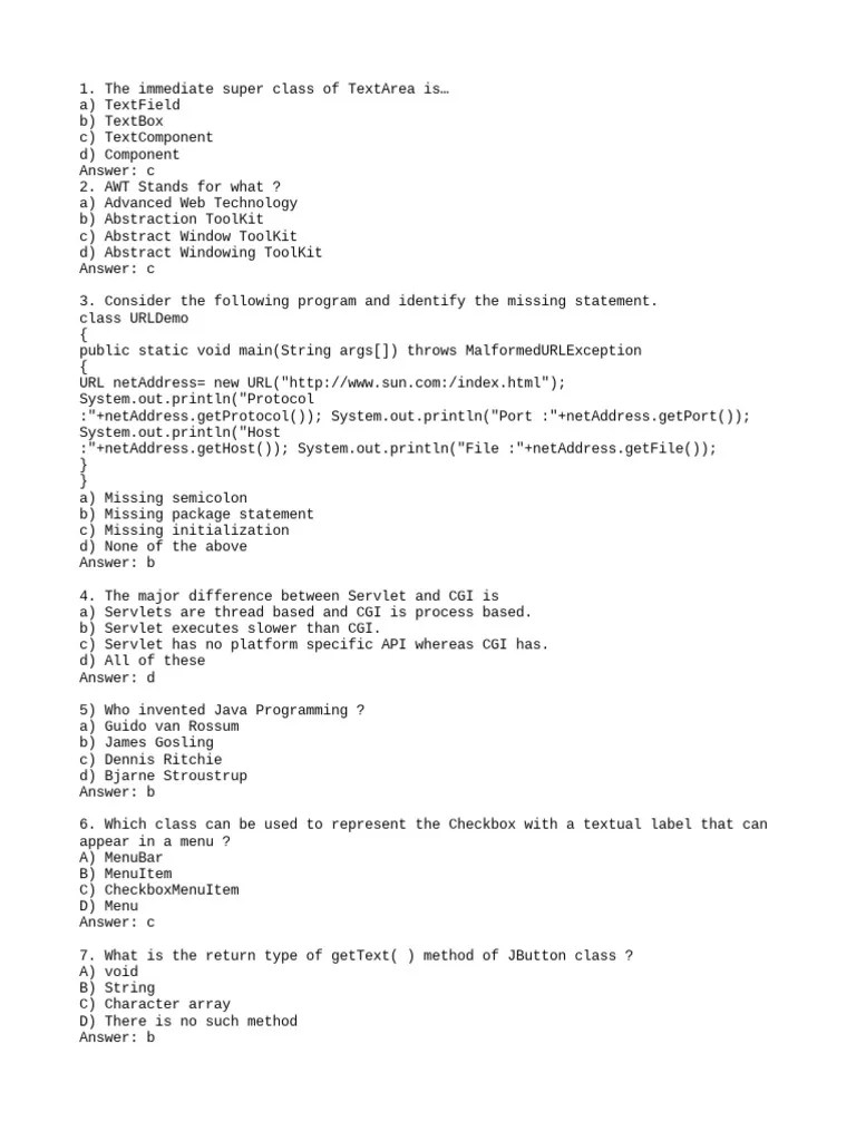 Advanced Java Programming (AJP) MCQs PDF Hypertext Transfer
