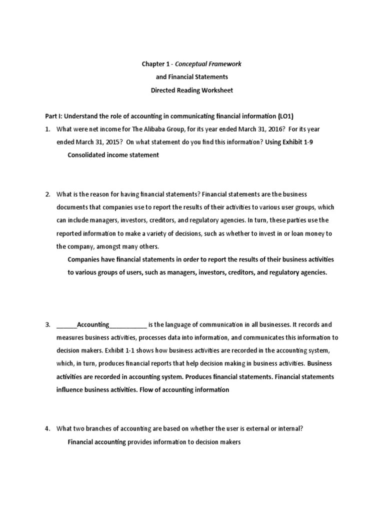 Chapter 1-Directed Reading Worksheet | PDF | Retained Earnings