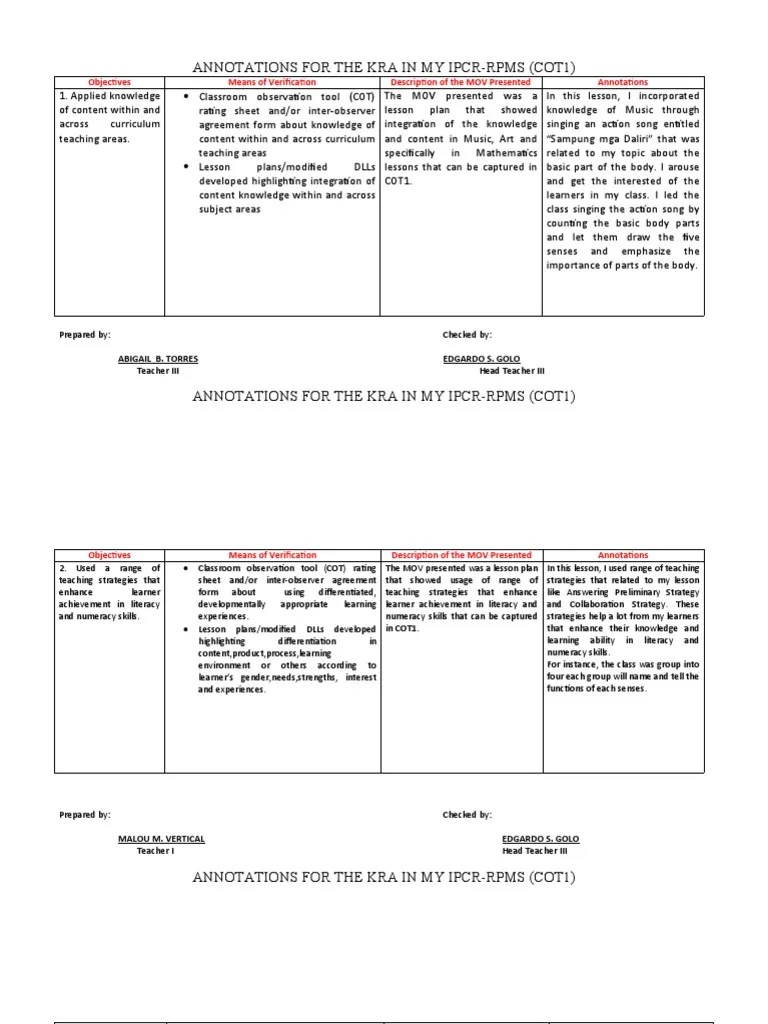 Annotation Cot 1 2 PDF Teaching Method Lesson Plan