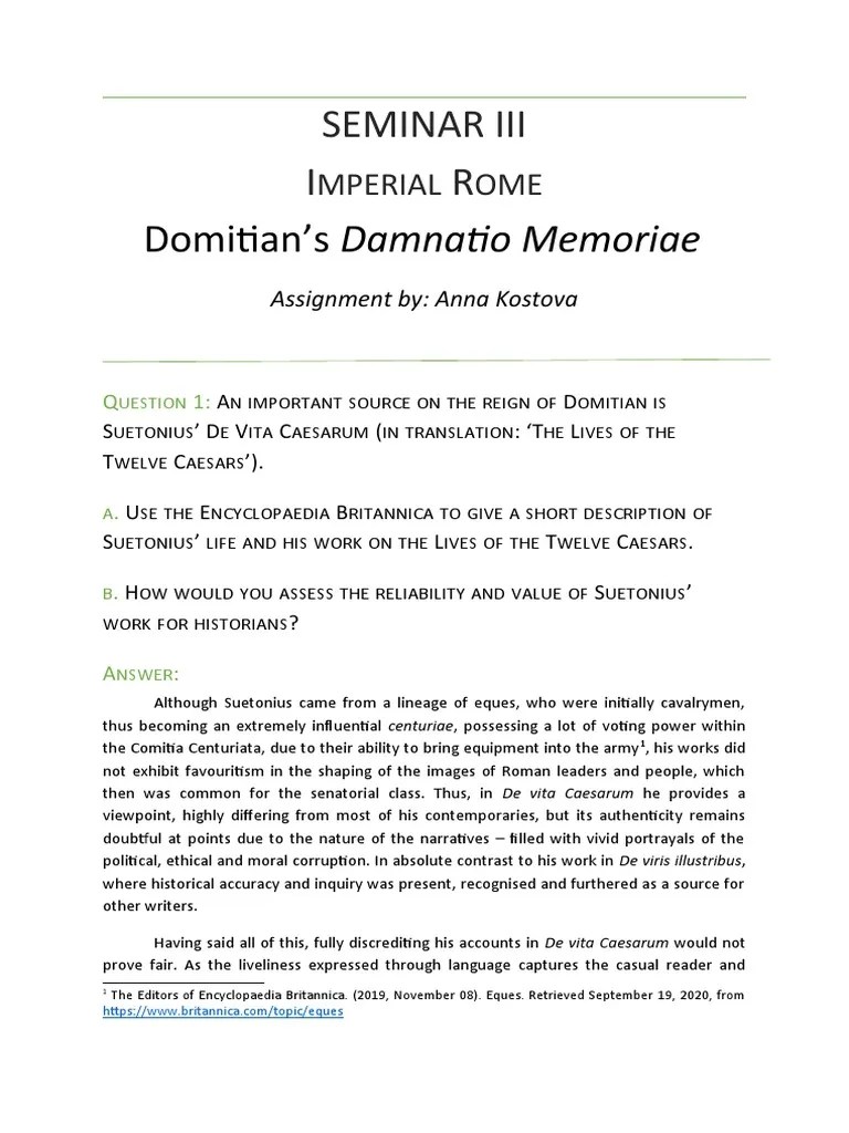 Imperial Rome Assignment PDF The Twelve Caesars Suetonius