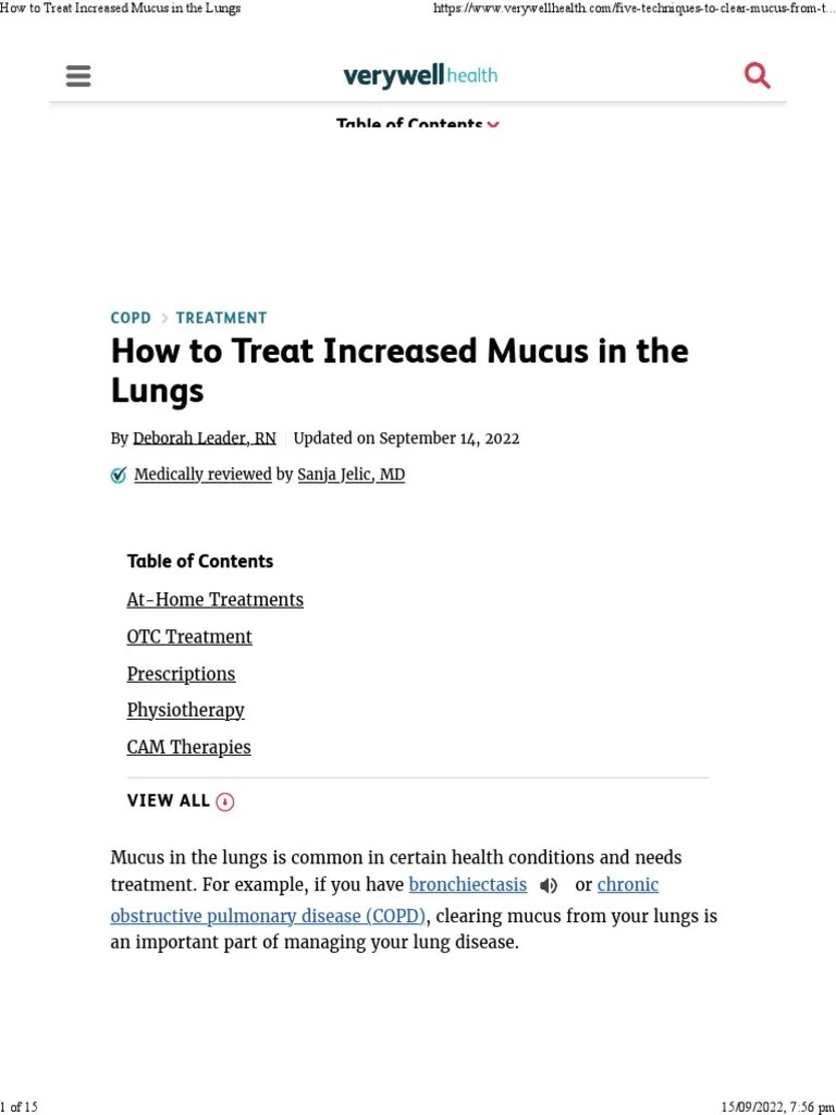 How To Treat Increased Mucus in The Lungs Download Free PDF Chronic