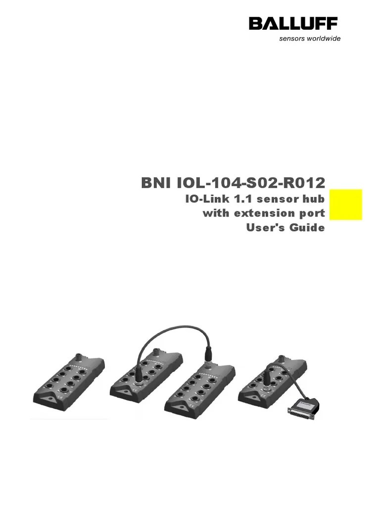 BNI IOL104S02R012 IOLink 1.1 Sensor Hub With Extension Port User's