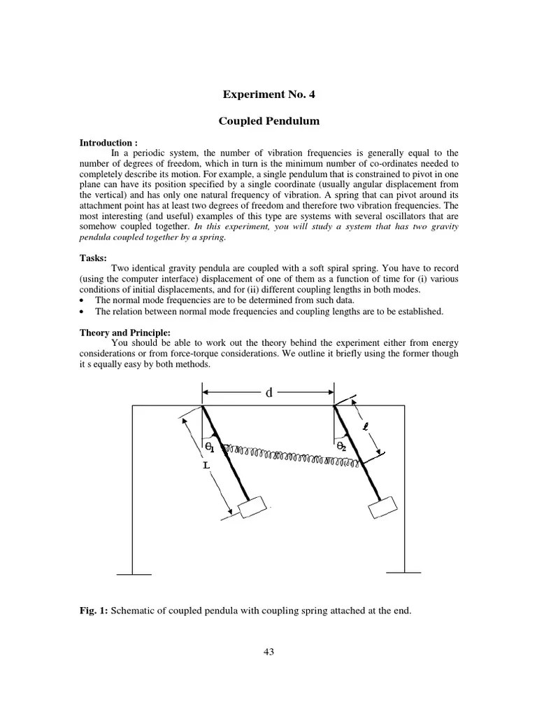 Coupled Pendulum PDF Pendulum Oscillation